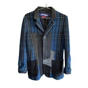 Junya Watanabe x Comme des Garçons Patchwork Wool Men’s Blazer Jacket S  Blue